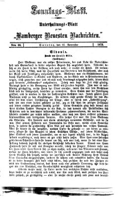 Bamberger neueste Nachrichten. Sonntagsblatt : Unterhaltungs-Beilage zu den "Bamberger neueste Nachrichten" (Bamberger neueste Nachrichten) Sonntag 16. November 1873