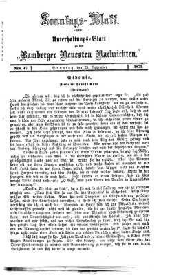 Bamberger neueste Nachrichten. Sonntagsblatt : Unterhaltungs-Beilage zu den "Bamberger neueste Nachrichten" (Bamberger neueste Nachrichten) Sonntag 23. November 1873