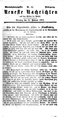 Neueste Nachrichten aus dem Gebiete der Politik (Münchner neueste Nachrichten) Sonntag 19. Februar 1871