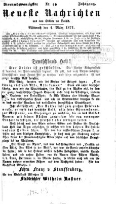 Neueste Nachrichten aus dem Gebiete der Politik (Münchner neueste Nachrichten) Mittwoch 1. März 1871