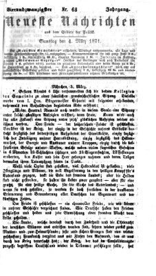 Neueste Nachrichten aus dem Gebiete der Politik (Münchner neueste Nachrichten) Samstag 4. März 1871