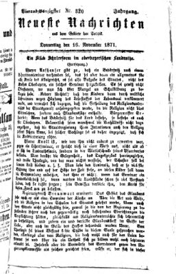 Neueste Nachrichten aus dem Gebiete der Politik (Münchner neueste Nachrichten) Donnerstag 16. November 1871