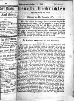 Neueste Nachrichten aus dem Gebiete der Politik (Münchner neueste Nachrichten) Mittwoch 29. November 1871