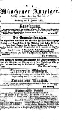 Münchener Anzeiger (Münchner neueste Nachrichten) Sonntag 8. Januar 1871