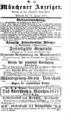 Münchener Anzeiger (Münchner neueste Nachrichten) Mittwoch 11. Januar 1871