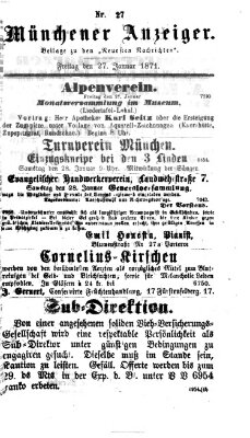 Münchener Anzeiger (Münchner neueste Nachrichten) Freitag 27. Januar 1871