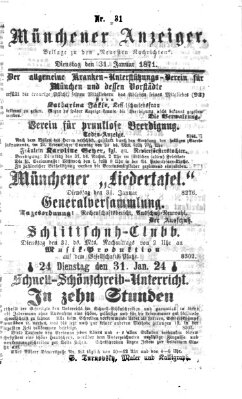 Münchener Anzeiger (Münchner neueste Nachrichten) Dienstag 31. Januar 1871