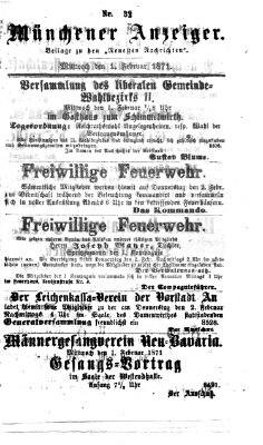 Münchener Anzeiger (Münchner neueste Nachrichten) Mittwoch 1. Februar 1871