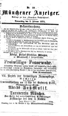 Münchener Anzeiger (Münchner neueste Nachrichten) Donnerstag 2. Februar 1871