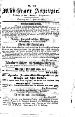 Münchener Anzeiger (Münchner neueste Nachrichten) Sonntag 5. Februar 1871