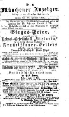 Münchener Anzeiger (Münchner neueste Nachrichten) Freitag 10. Februar 1871