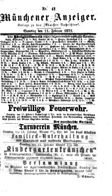 Münchener Anzeiger (Münchner neueste Nachrichten) Samstag 11. Februar 1871