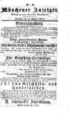 Münchener Anzeiger (Münchner neueste Nachrichten) Sonntag 19. Februar 1871