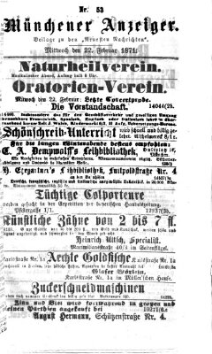 Münchener Anzeiger (Münchner neueste Nachrichten) Mittwoch 22. Februar 1871