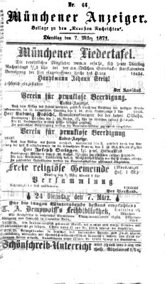 Münchener Anzeiger (Münchner neueste Nachrichten) Dienstag 7. März 1871