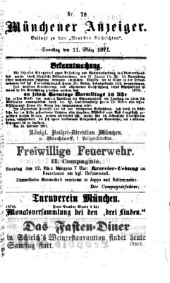 Münchener Anzeiger (Münchner neueste Nachrichten) Samstag 11. März 1871