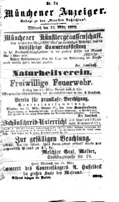 Münchener Anzeiger (Münchner neueste Nachrichten) Mittwoch 15. März 1871