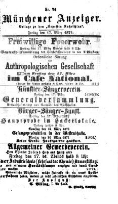 Münchener Anzeiger (Münchner neueste Nachrichten) Freitag 17. März 1871