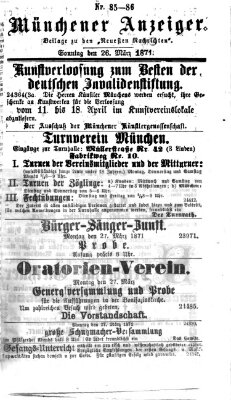 Münchener Anzeiger (Münchner neueste Nachrichten) Sonntag 26. März 1871