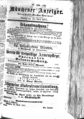 Münchener Anzeiger (Münchner neueste Nachrichten) Sonntag 30. April 1871