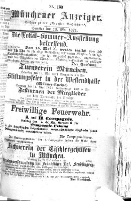 Münchener Anzeiger (Münchner neueste Nachrichten) Samstag 13. Mai 1871