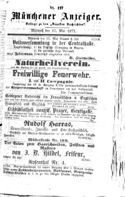 Münchener Anzeiger (Münchner neueste Nachrichten) Mittwoch 17. Mai 1871