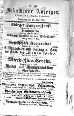 Münchener Anzeiger (Münchner neueste Nachrichten) Donnerstag 18. Mai 1871