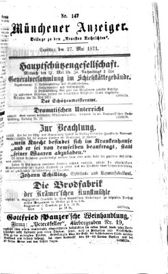 Münchener Anzeiger (Münchner neueste Nachrichten) Samstag 27. Mai 1871