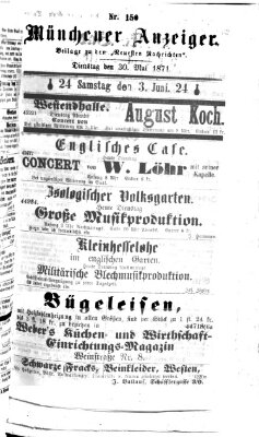 Münchener Anzeiger (Münchner neueste Nachrichten) Dienstag 30. Mai 1871