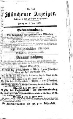 Münchener Anzeiger (Münchner neueste Nachrichten) Freitag 2. Juni 1871