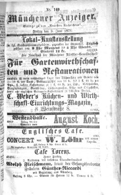 Münchener Anzeiger (Münchner neueste Nachrichten) Freitag 9. Juni 1871