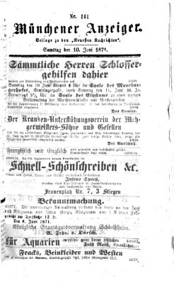 Münchener Anzeiger (Münchner neueste Nachrichten) Samstag 10. Juni 1871