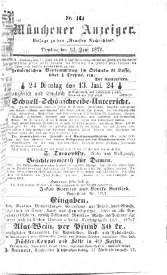 Münchener Anzeiger (Münchner neueste Nachrichten) Dienstag 13. Juni 1871