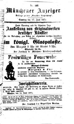 Münchener Anzeiger (Münchner neueste Nachrichten) Samstag 17. Juni 1871