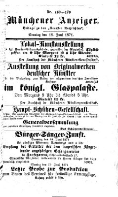 Münchener Anzeiger (Münchner neueste Nachrichten) Sonntag 18. Juni 1871