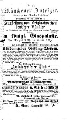 Münchener Anzeiger (Münchner neueste Nachrichten) Donnerstag 22. Juni 1871