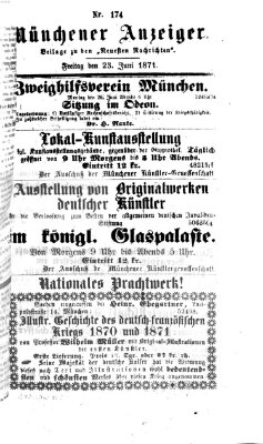 Münchener Anzeiger (Münchner neueste Nachrichten) Freitag 23. Juni 1871