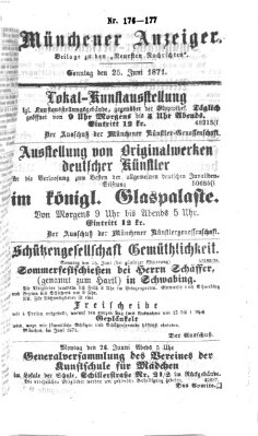 Münchener Anzeiger (Münchner neueste Nachrichten) Sonntag 25. Juni 1871