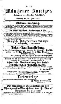 Münchener Anzeiger (Münchner neueste Nachrichten) Mittwoch 28. Juni 1871