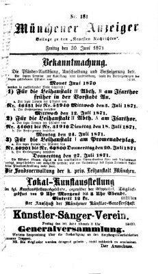 Münchener Anzeiger (Münchner neueste Nachrichten) Freitag 30. Juni 1871