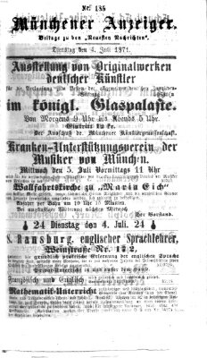 Münchener Anzeiger (Münchner neueste Nachrichten) Dienstag 4. Juli 1871