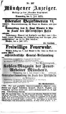 Münchener Anzeiger (Münchner neueste Nachrichten) Donnerstag 6. Juli 1871