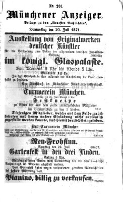 Münchener Anzeiger (Münchner neueste Nachrichten) Donnerstag 20. Juli 1871