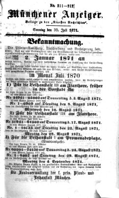 Münchener Anzeiger (Münchner neueste Nachrichten) Sonntag 30. Juli 1871