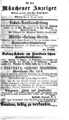 Münchener Anzeiger (Münchner neueste Nachrichten) Mittwoch 2. August 1871