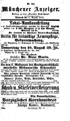 Münchener Anzeiger (Münchner neueste Nachrichten) Mittwoch 9. August 1871