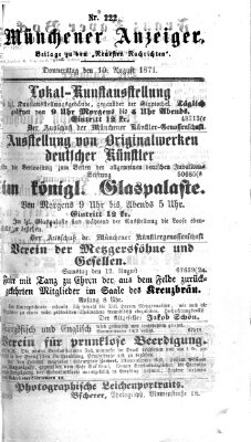 Münchener Anzeiger (Münchner neueste Nachrichten) Donnerstag 10. August 1871