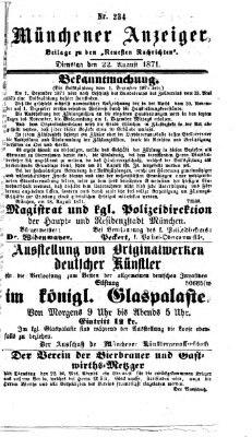 Münchener Anzeiger (Münchner neueste Nachrichten) Dienstag 22. August 1871