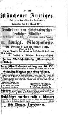 Münchener Anzeiger (Münchner neueste Nachrichten) Donnerstag 24. August 1871