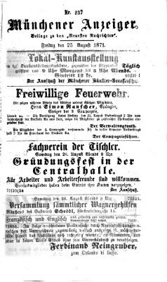 Münchener Anzeiger (Münchner neueste Nachrichten) Freitag 25. August 1871